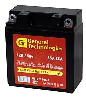 АКБ GT CT1205.1 YB5L-B, 12NS-3B (12V 5Аh, Размеры: длина 120мм, ширина 61мм, высота 129мм) 