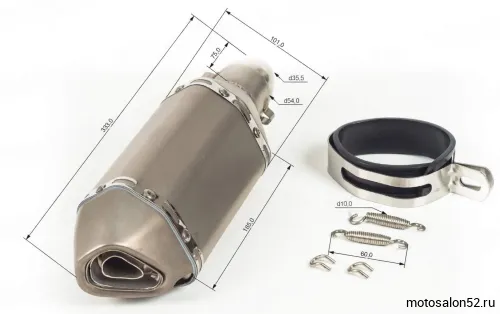 Глушитель AKRAPOVIC #9 L=180 шестигранный титан  фото 2