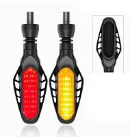 Поворотники светодиодные LED #6 2 шт.черный абажур, красный свет+желтые текущие поворотники 