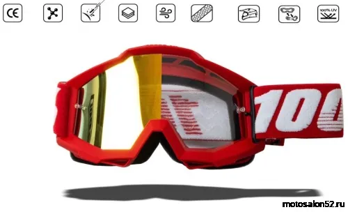 Очки мотокросс 100% red frame 