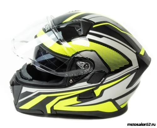 Шлем HIZER J5906 #1 black/neon yellow (2 визора) размер M 