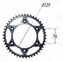 Звезда задняя (520-41Т) (6x76) d-126mm KAYO K6,T2,T6 стальная SM-PARTS  