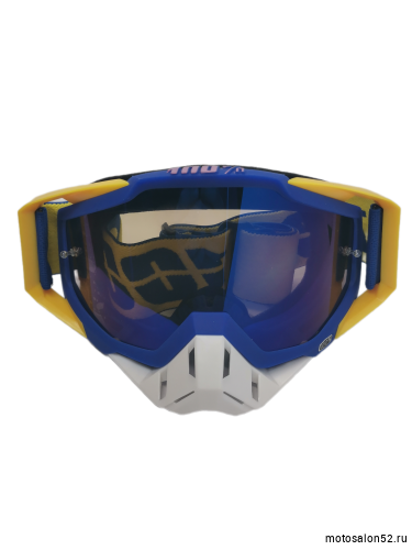 Очки мотокросс 100% blue/yellow replic 