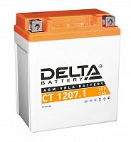 АКБ Delta CT1207.1 YTX7L-BS (12V 7Ah, Размеры: длина 114мм, ширина 70мм, высота 132мм)