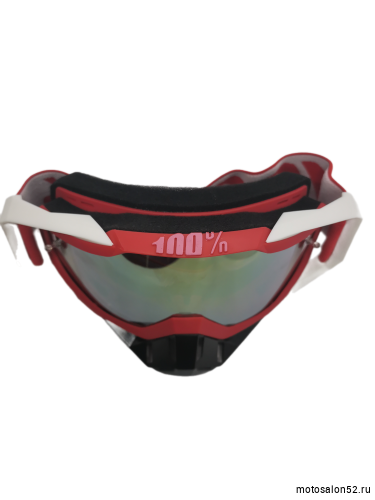 Очки мотокросс 100% red/white желтое стекло replic  фото 2