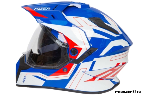 Шлем HIZER J6808 #3 white/blue/red (2 визора) размер S  фото 6