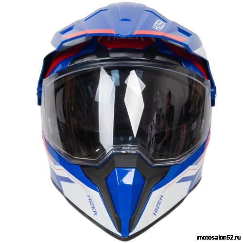 Шлем HIZER J6808 #3 white/blue/red (2 визора) размер S  фото 5