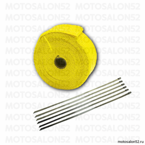 Термолента для глушителя мотоцикла 5 метров, 2,5 см желтая 