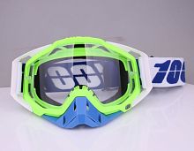 Очки мотокросс 100% white/green/blue прозрачное стекло replic 