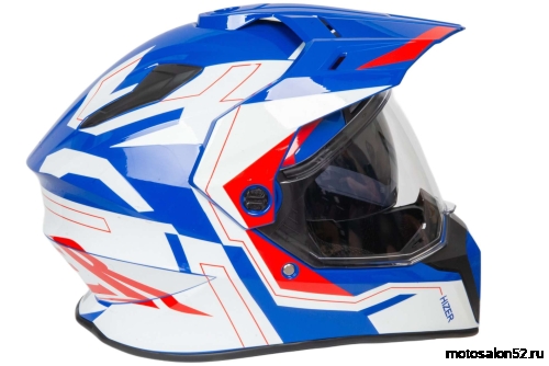 Шлем HIZER J6808 #3 white/blue/red (2 визора) размер S  фото 10