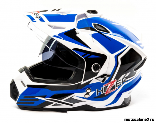 Шлем HIZER J6802 #6 (2 визора) white/blue M