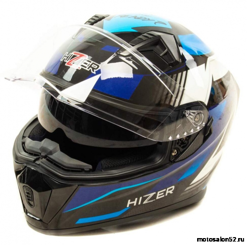 Шлем HIZER 5320 #1 black/blue (2 визора) размер XL