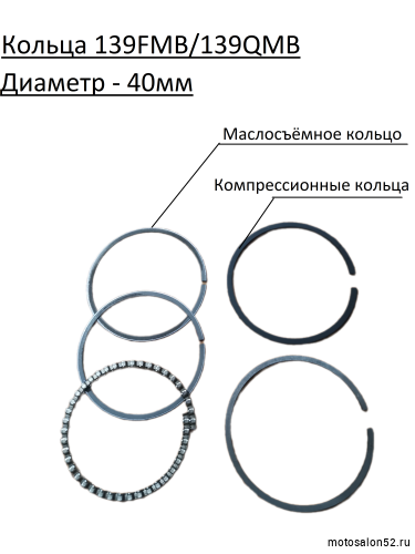 Кольца поршневые 139 FMB d-40,00 mm Альфа,Дельта 