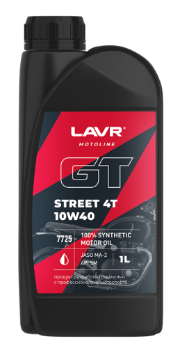 фото Масло 4Т LAVR SAE10W-40 API SM Moto GT STREET 1л 100% синтетика
