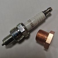 Ремкомплект головки цилиндра (ввертыш+свеча зажигания A7TC) мопеда, питбайка, скутера 