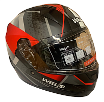 фото Шлем WELS M67, двойной визор, DOT (черно-красный матовый, L)