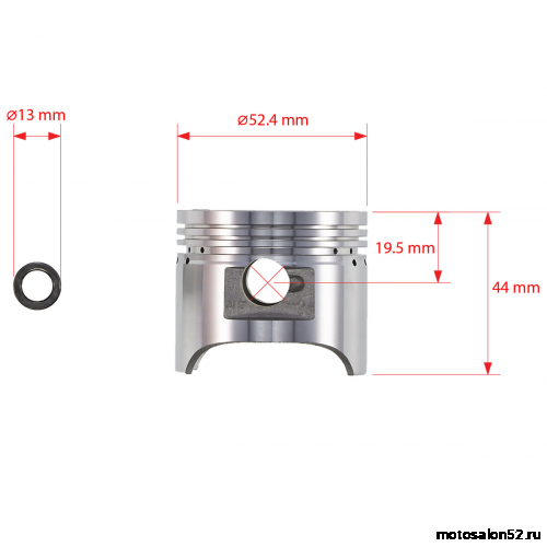 Поршень 154FMI d-52,4 p-13  Kayo Basic, TTR125 в сборе  SM-PARTS фото 2