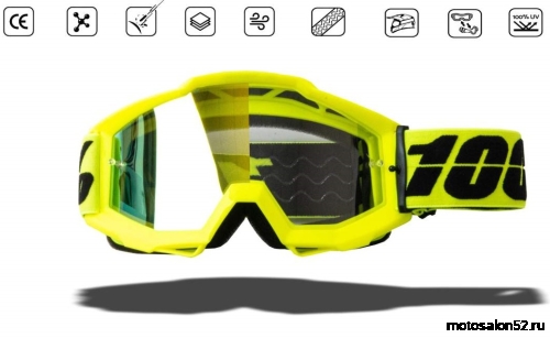Очки мотокросс 100% yellow frame 