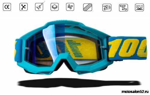 Очки мотокросс 100% light blue frame 