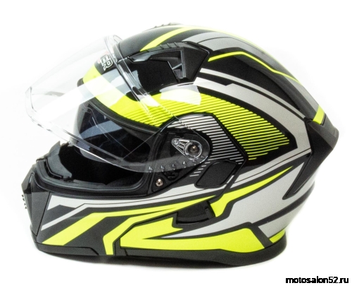 Шлем HIZER J5906 #1 black/neon yellow (2 визора) XL 